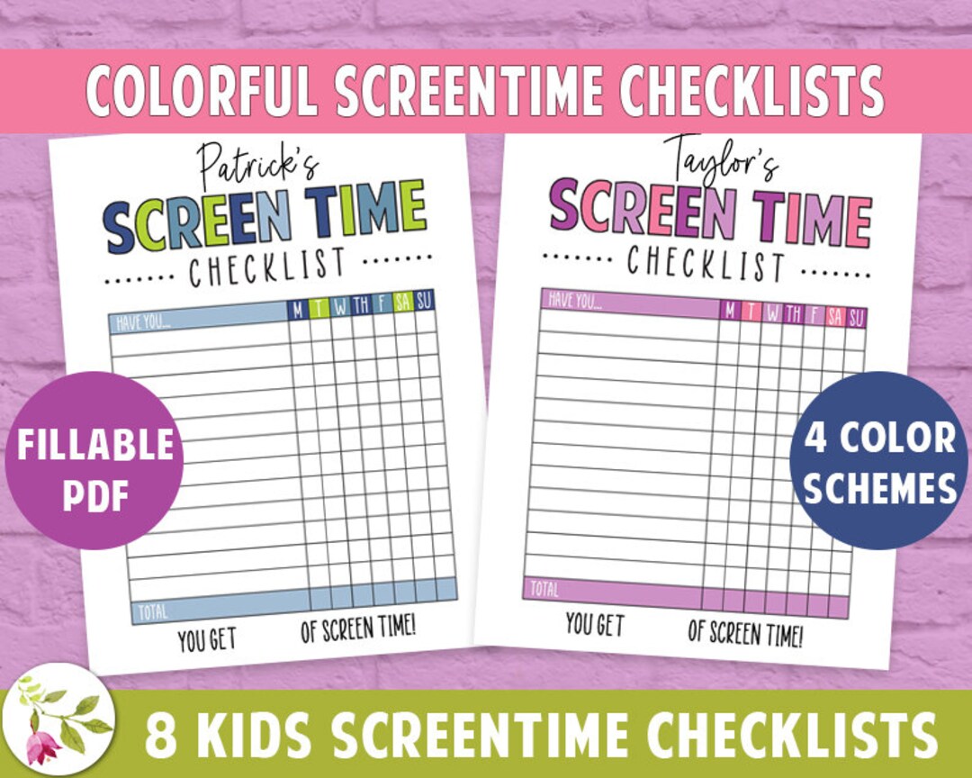 Tablet Screen Time Checklist, EDITABLE, Screen Time Chore Chart, Time