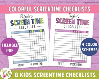 Tablet Screen Time Checklist, EDITABLE, Screen Time Chore Chart, Time Tracker, Video Game Screen Time, Chore Checklist, Chore List, For Kids