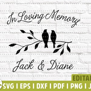 Love Birds Memorial SVG / Couple Memorial SVG / Parent Memorial / Diseño editable / Archivos de corte SVG / Descarga instantánea / Clip Art imprimible