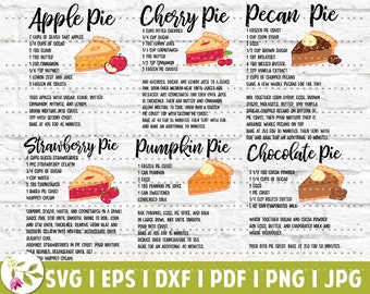 Pie Recipe Kitchen Towels SVG Bundle | SVG Cut Files | Instant Download | Printable Vector Clip Art | Homebaker | Baker Gift