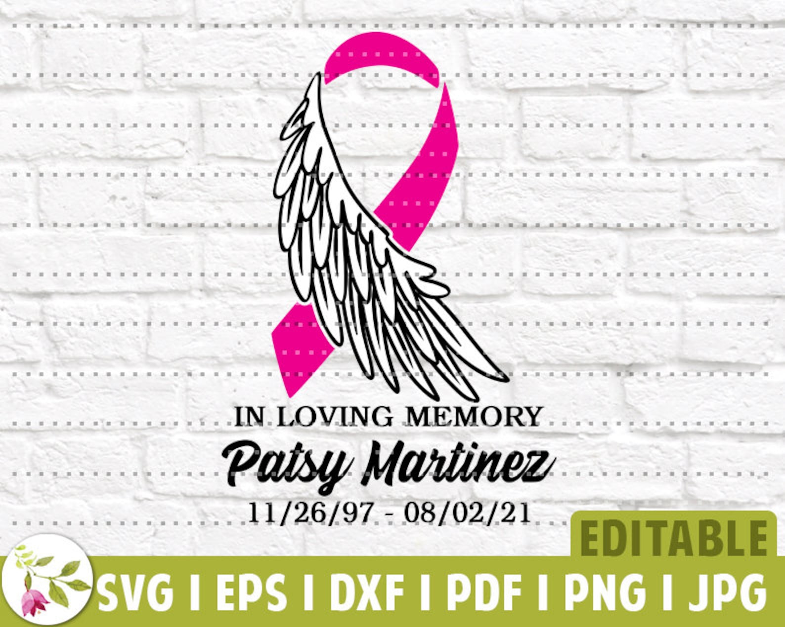 Cancer Ribbon Wings SVG | in Loving Memory SVG | Angel Wing Memorial ...