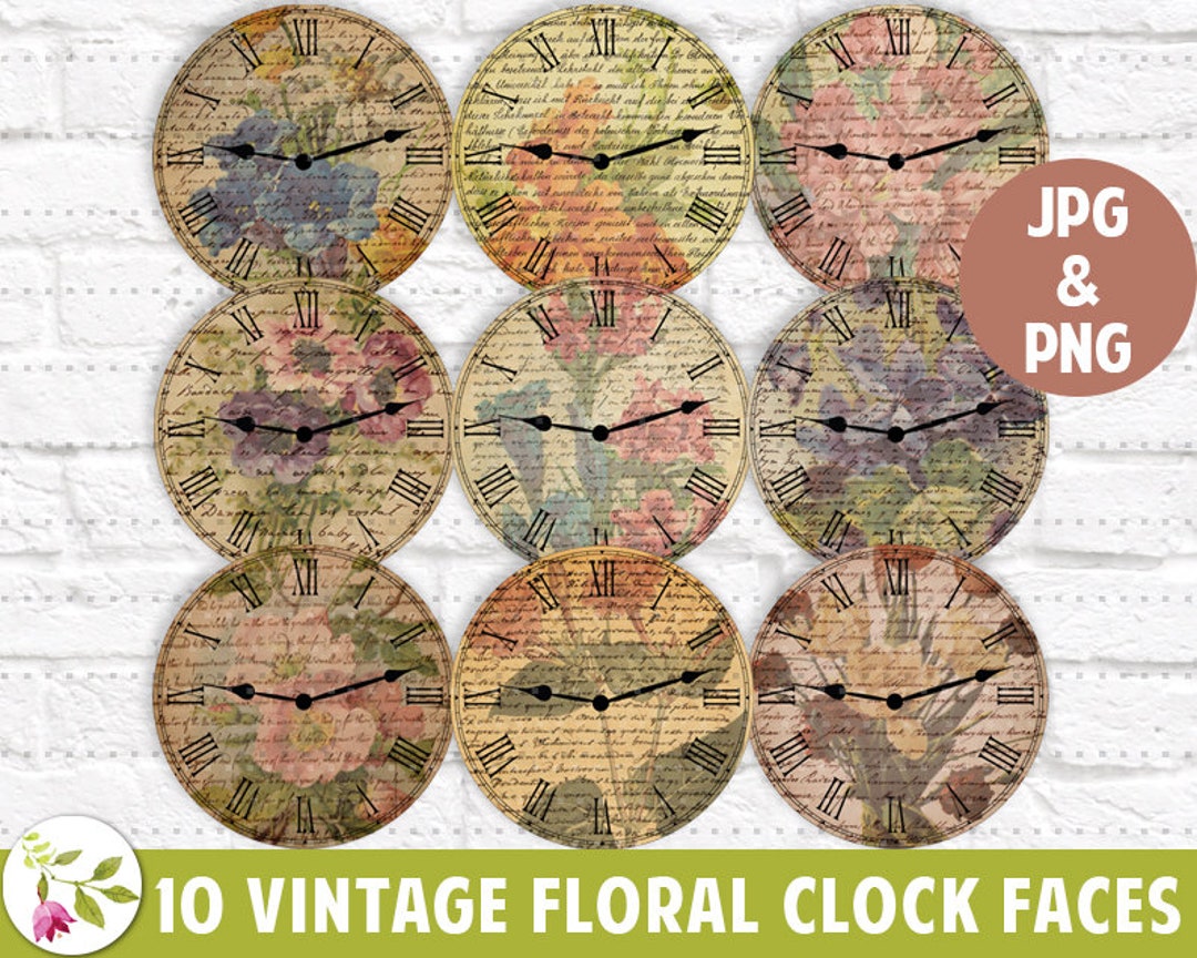 Floral Handwriting Vintage Clock Faces Vintage Calligraphy PNG Love