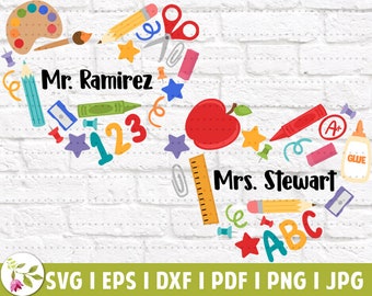 Schulbedarf Herz Bundle EPS | Zurück zur Schule SVG | Wertschätzung Geschenk | Schulmaterial | Lehrer Geschenk | SVG Datei | Sofort Download