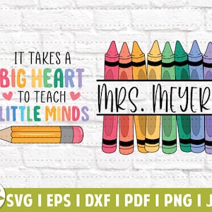 Big Heart to Teach Little Minds EPS | Back to School SVG | Monogram | School Supplies | Teacher Gift | SVG Cut Files | Instant Download