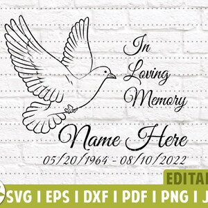 愛をこめて鳩の SVG | 追悼 SVG | 鳩の追悼 | 編集可能なデザイン | 葬儀のデザイン | すぐにダウンロード | 印刷可能なベクター クリップ アート