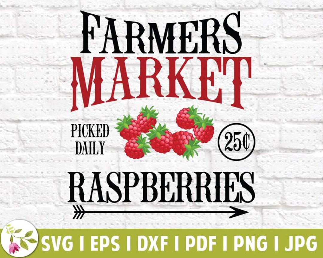 Raspberry Ruffle Retro Signs Retro Raspberries Decor | Farmhouse Decor SVG | Farmers Market | Fresh ...