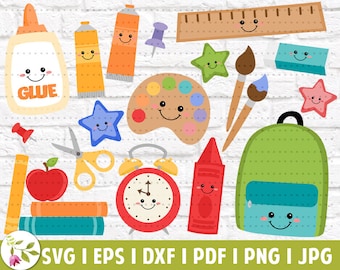 Colorful School Clipart Set | Back to School SVG | Education PNG | School Supplies | Teacher Bundle | SVG Cut Files | Instant Download