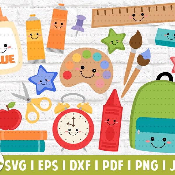 Colorful School Clipart Set | Back to School SVG | Education PNG | School Supplies | Teacher Bundle | SVG Cut Files | Instant Download