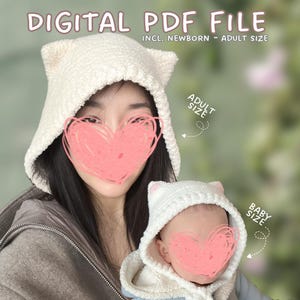 Simple Cat Ear Hood Crochet Pattern - Infant to Adult Size (Digital Download)