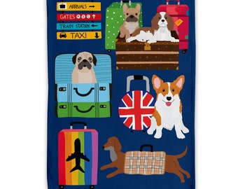 Chiens de voyage - Doggies Tea Towel/Dish Towel