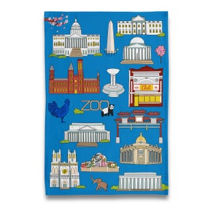 Washington DC Neighborhood Landmarks Tea Towel