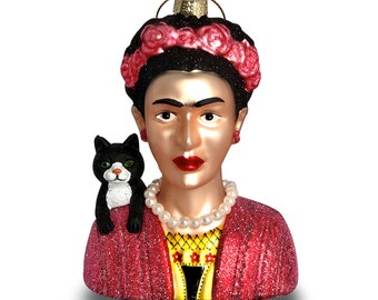 Limited Edition: Frida Kahlo with Tuxedo Cat Ornament