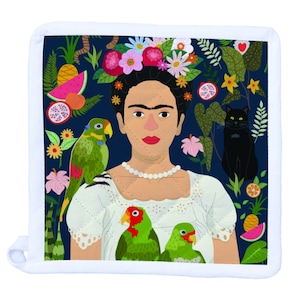 Frida and Her Parrots Potholder