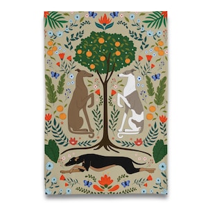 Art Deco - All Things Greyhound with Orange Tree Tea Towel / Dish Towel
