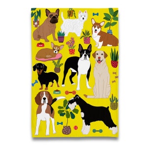 At Home with Puppy Dogs Tea Towel / Dish Towel
