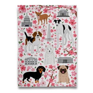 Dog Doggies at National Cherry Blossom - Washington DC Tea Towel