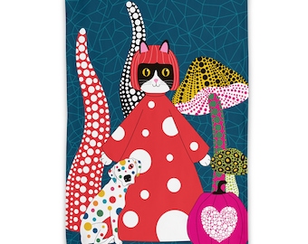 Colección del Museo: Yayoi Kusama KusaMEOW con Amor Paño de cocina / Paño de cocina