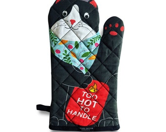 Adorable: TUXEDO Kitty Cat - Too Hot To Handle! Oven Mitt
