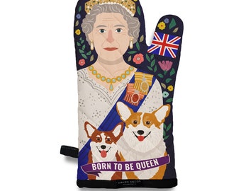 Woman We Admire Collection: Born to Be Queen (with her Corgis) Oven Mitt