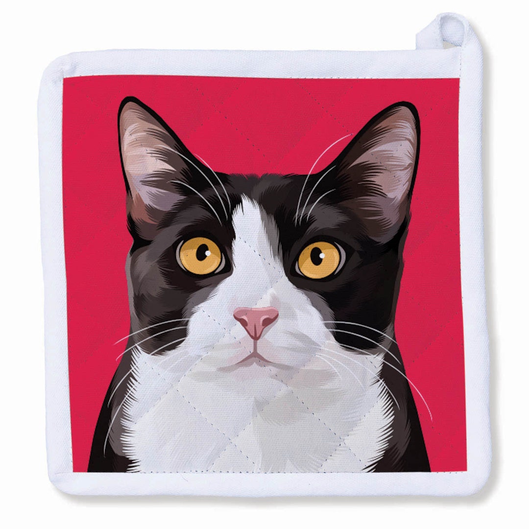 TUXEDO CAT Black and White Kitty Cat Potholder - Etsy