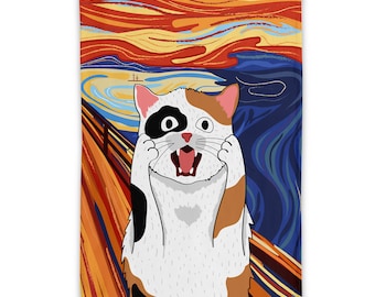 Museum Collection - Calico Cat Scream Tea Towel/ Dish Towel