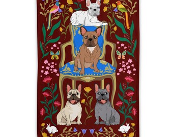 Must Love  Frenchies - Pardon My Frenchie  Tea Towel