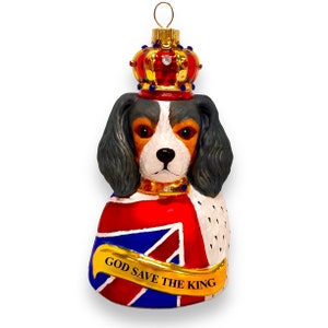 Limited Edition: God Save the King - Cavalier King Charles Spaniel - Tri-Color Glass Ornament
