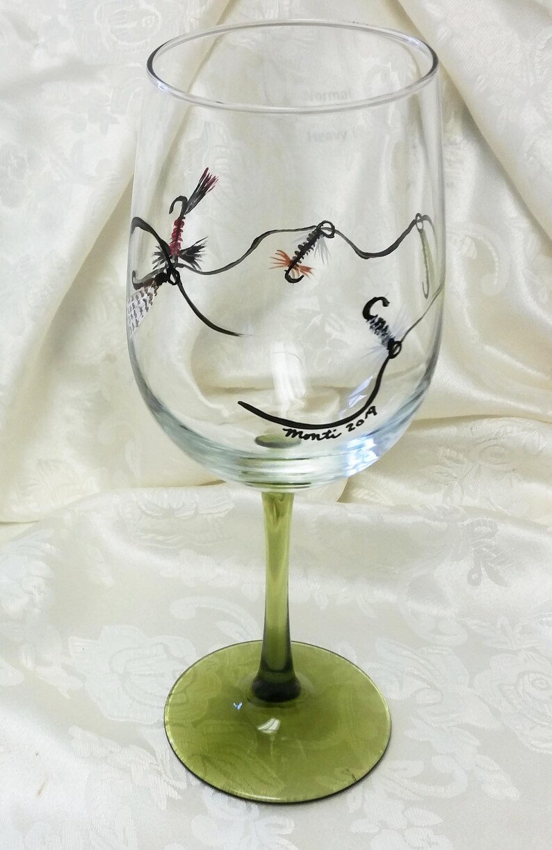 Fly Fishing Wine Glass Etsy