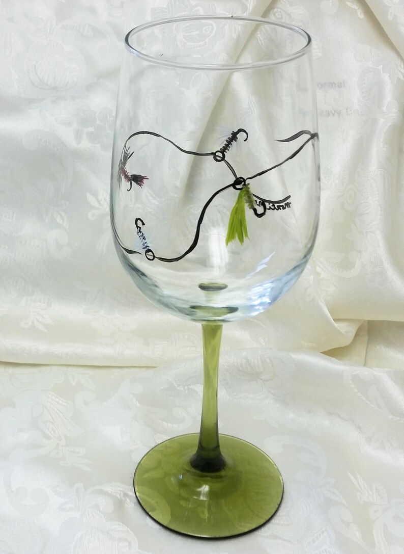Fly Fishing Wine Glass Etsy