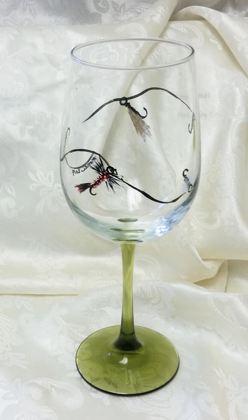 Fly Fishing Wine Glass Etsy