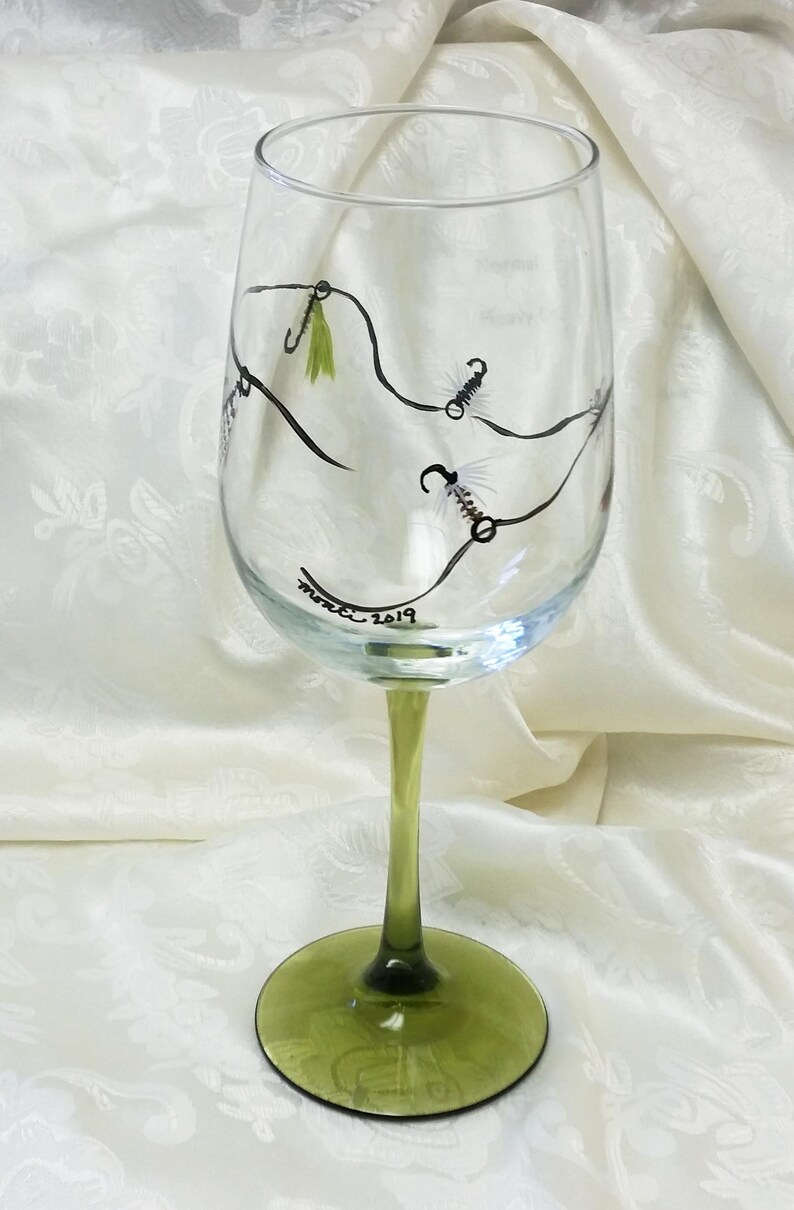 Fly Fishing Wine Glass Etsy