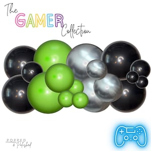 Gamer Balloon Garland Kit: Green & Black Video Game Party Decor