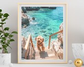 Poodle Wall Art Printable | Coastal Dog Print Digital Download | Dog Mom Gift | Poodle Lover Gift | Custom Dog Art | Modern Wall Decor