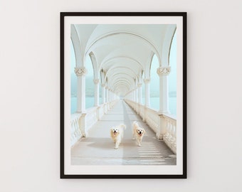 Golden Retriever Art Print | Coastal Dog Photography Digital Download | Dog Lover Gift | Printable Wall Art | Beach House Decor