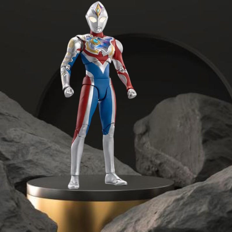 Figura de acción Ultraman Tiga - Coleccionable articulado premium - Incluye a Agul, Geed, Trigger, Ace, Seven y Jack - Auténtico Ultraman Ultraman Decker