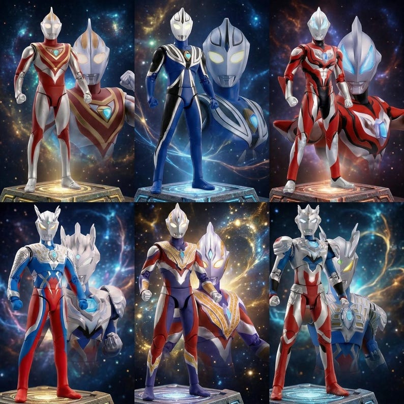 Figura de acción Ultraman Tiga - Coleccionable articulado premium - Incluye a Agul, Geed, Trigger, Ace, Seven y Jack - Auténtico Ultraman imagen 1