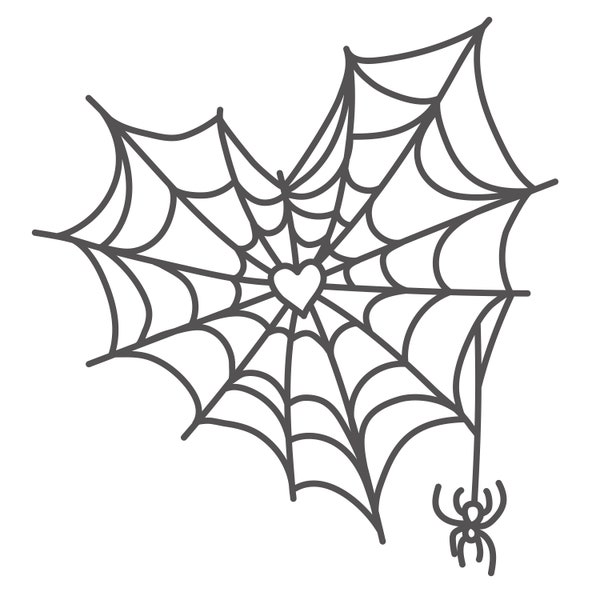 Spiderweb Heart with Spider Cut File (zip folder with .svg, .dxf, .png, .pdf, and .studio3 files)