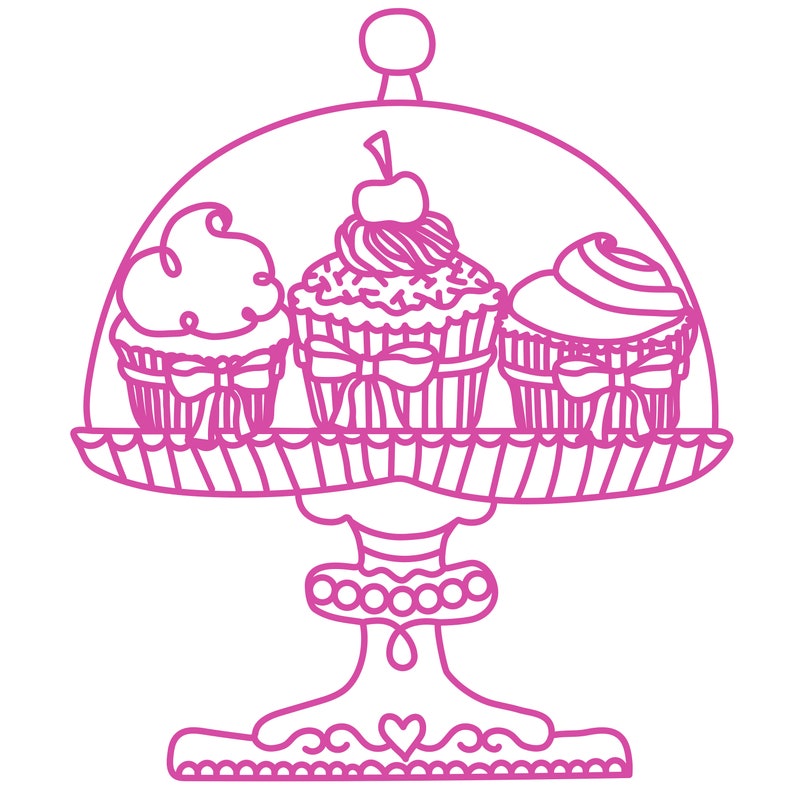 Cupcake Stand with Cupcakes Cut File .SVG .DXF .PNG .pdf Etsy