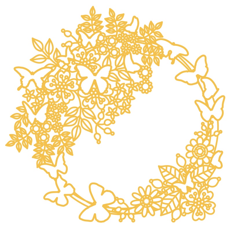 Flower and Butterfly Wreath Cut File zip folder with .svg ...