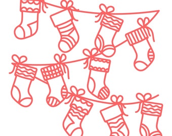 Stockings Digital Cut File (zip folder with .svg, .dxf, .png, and .studio3 files)