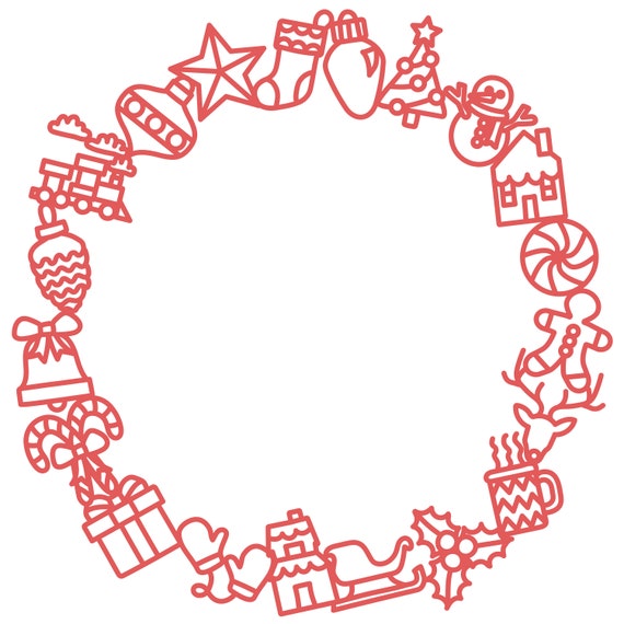 Download Christmas Icons Wreath Cut File Zip Folder With Svg Dxf Etsy PSD Mockup Templates