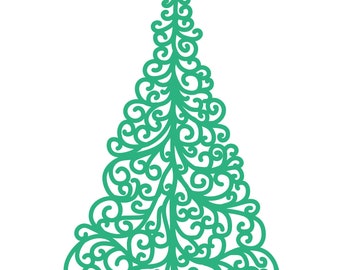 Christmas Tree Swirls Cut File .SVG .DXF .PNG .pdf