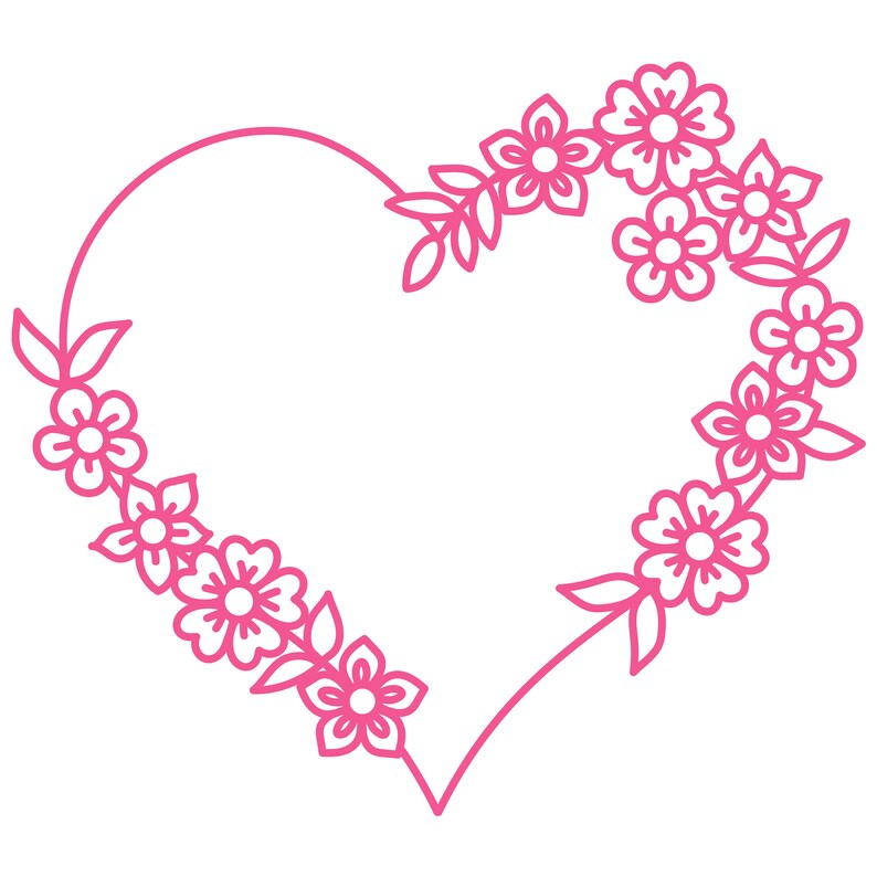 Flower Heart Cut File .SVG .DXF .PNG .pdf Etsy