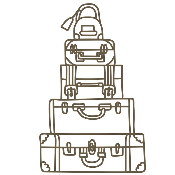 Stacked Suitcases Cut File (zip folder with .svg, .dxf, .png, .pdf, and .studio3 files)
