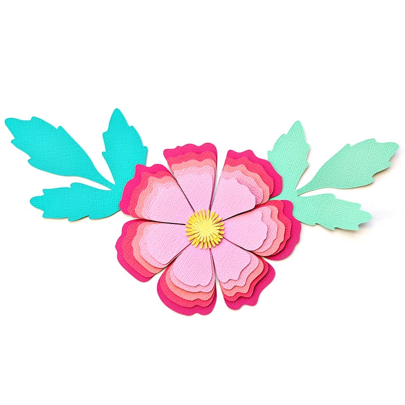 Download Layered Flower and Leaves Cut File .SVG .DXF .PNG .pdf | Etsy