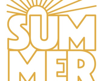 Summer Digital Cut File (zip folder with .svg, .dxf, .png, .pdf, and .studio3 files)