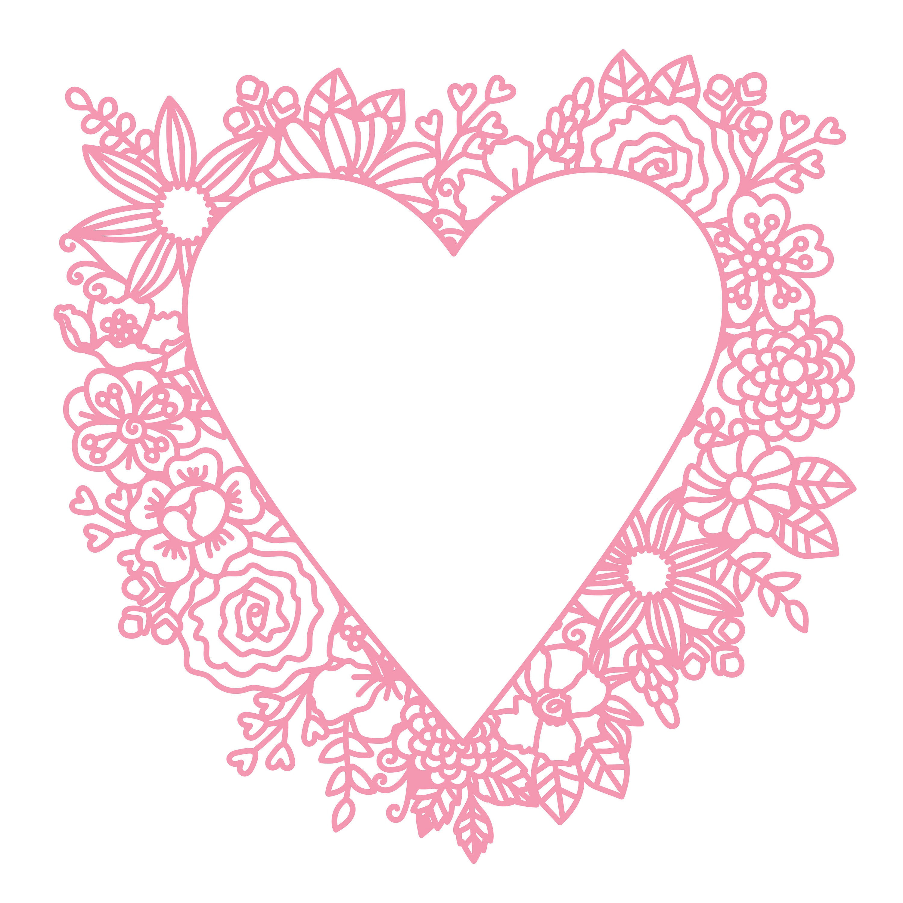 Download Flower Heart Digital Cut File zip folder with .svg .dxf | Etsy