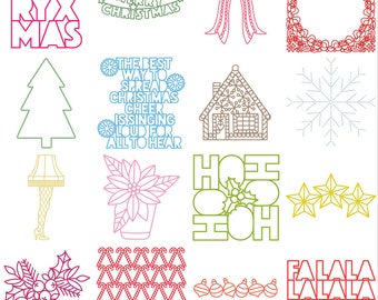 16 Christmas Digital Cut Files (zip folder with SVG, PNG, .studio3, dxf, and PDF files)