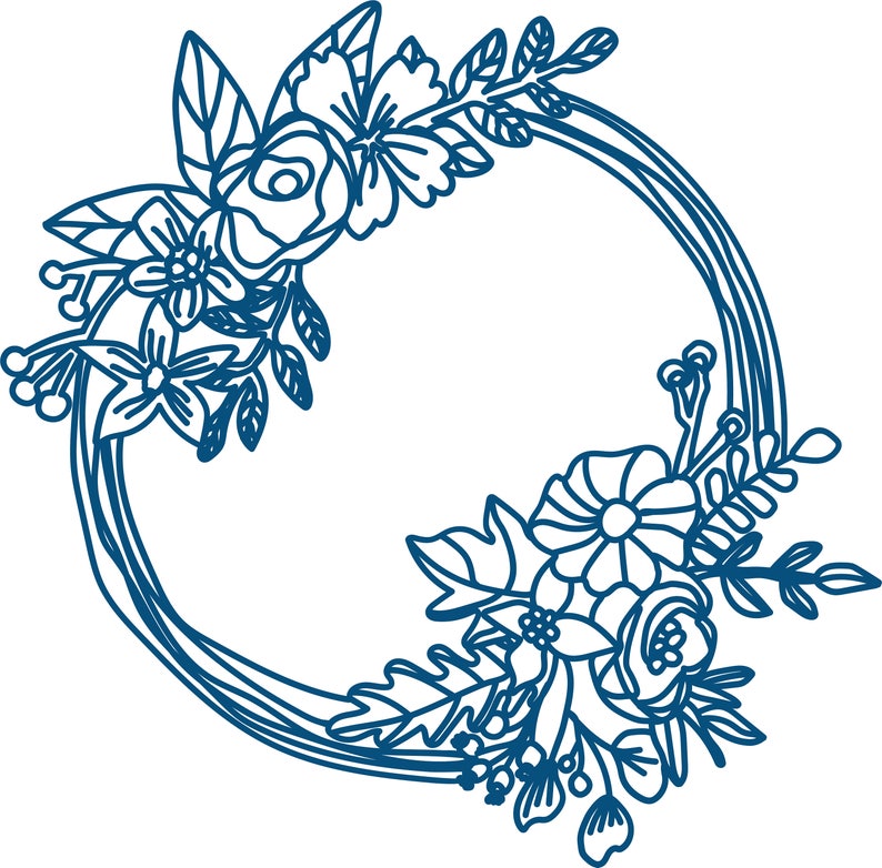 Download Flower Wreath 2 Cut File .SVG .DXF .PNG | Etsy