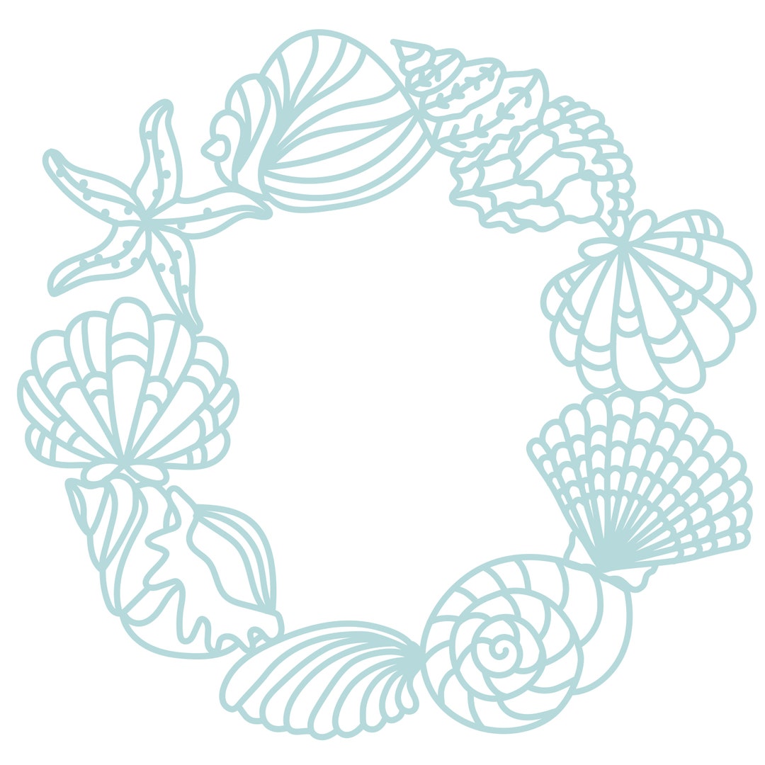 Seashell Wreath Cut File zip Folder With .svg, .dxf, .png, .pdf, and ...